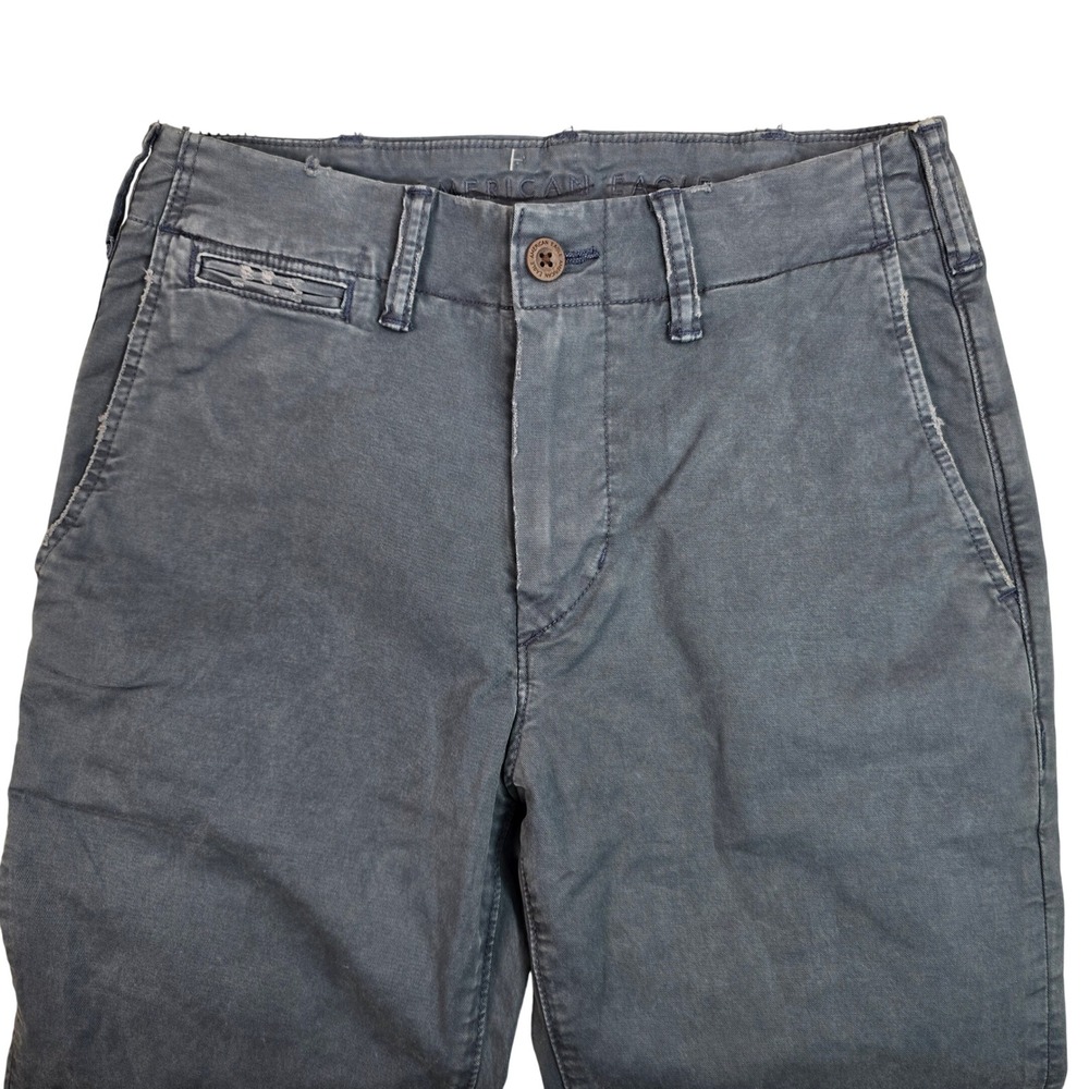 American Eagle Slim Straight Chino Pants Navy Blue 29x32 Distressed Hem